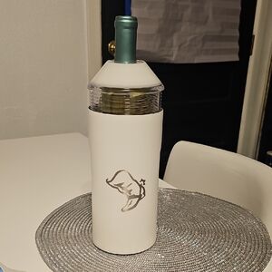 White Wine Bottle Cooler Sleeve with Silver Wstern Boot Motif